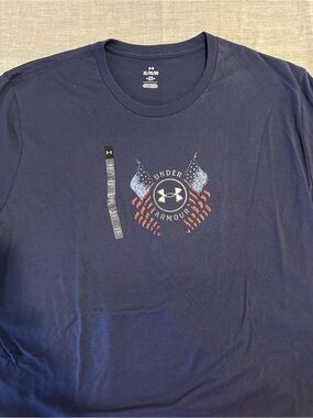 Under Armour Navy Short-Sleeve Logo Graphic Tee with Flag Motif